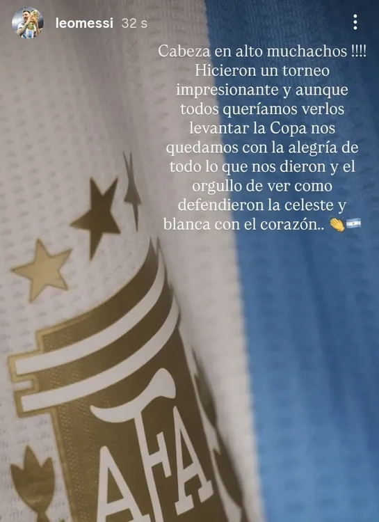 El saludo de Messi a la selección Argentina sub 20 