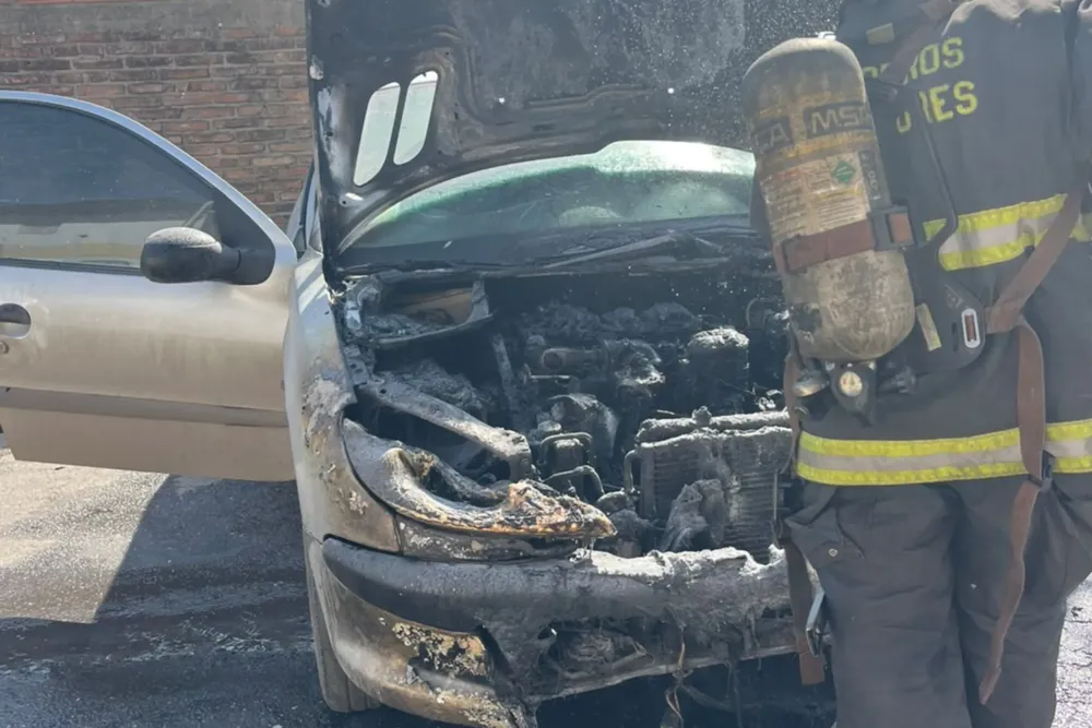 Peugeot 206 se prendió fuego en Juana de Arco y Misiones