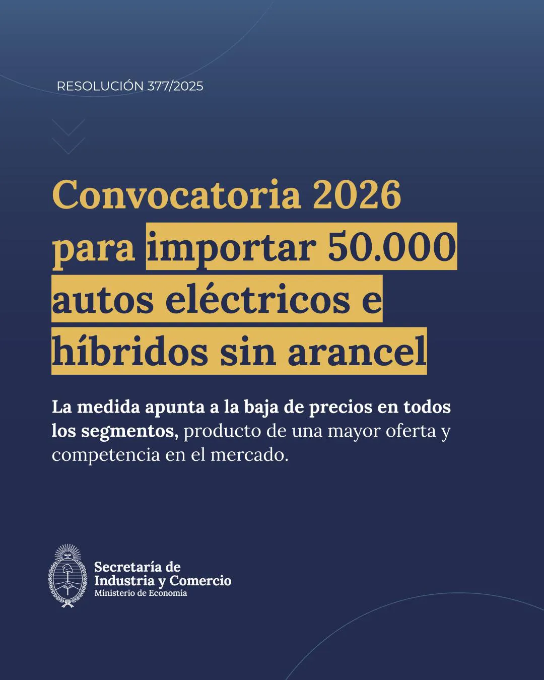 Convocatoria para la importación de autos eléctricos 