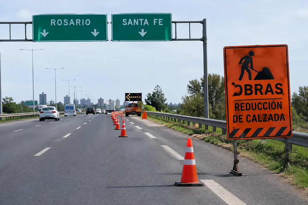 Obras viales hacia Rosario y Santa Fe