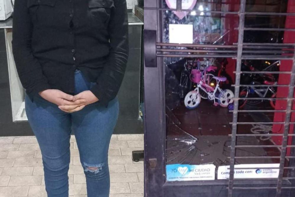 detenida destruzo vidriera