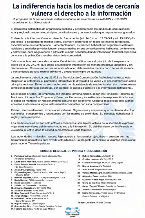 comunicado medios de prensa