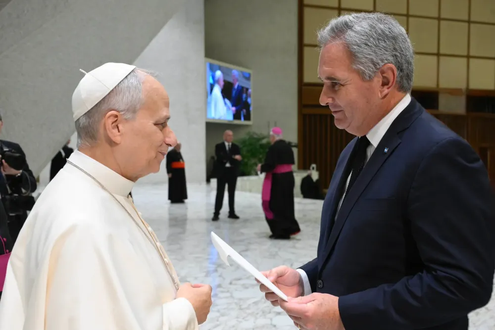 El Papa León XIV y el canciller Pablo Quirno en el Vaticano